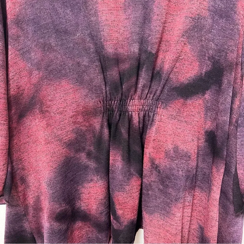 Christopher & Banks Womens Open Front Ruffle Cardigan Size XL Maroon Whimsigoth